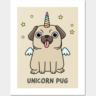 Unicorn Pug Posters and Art